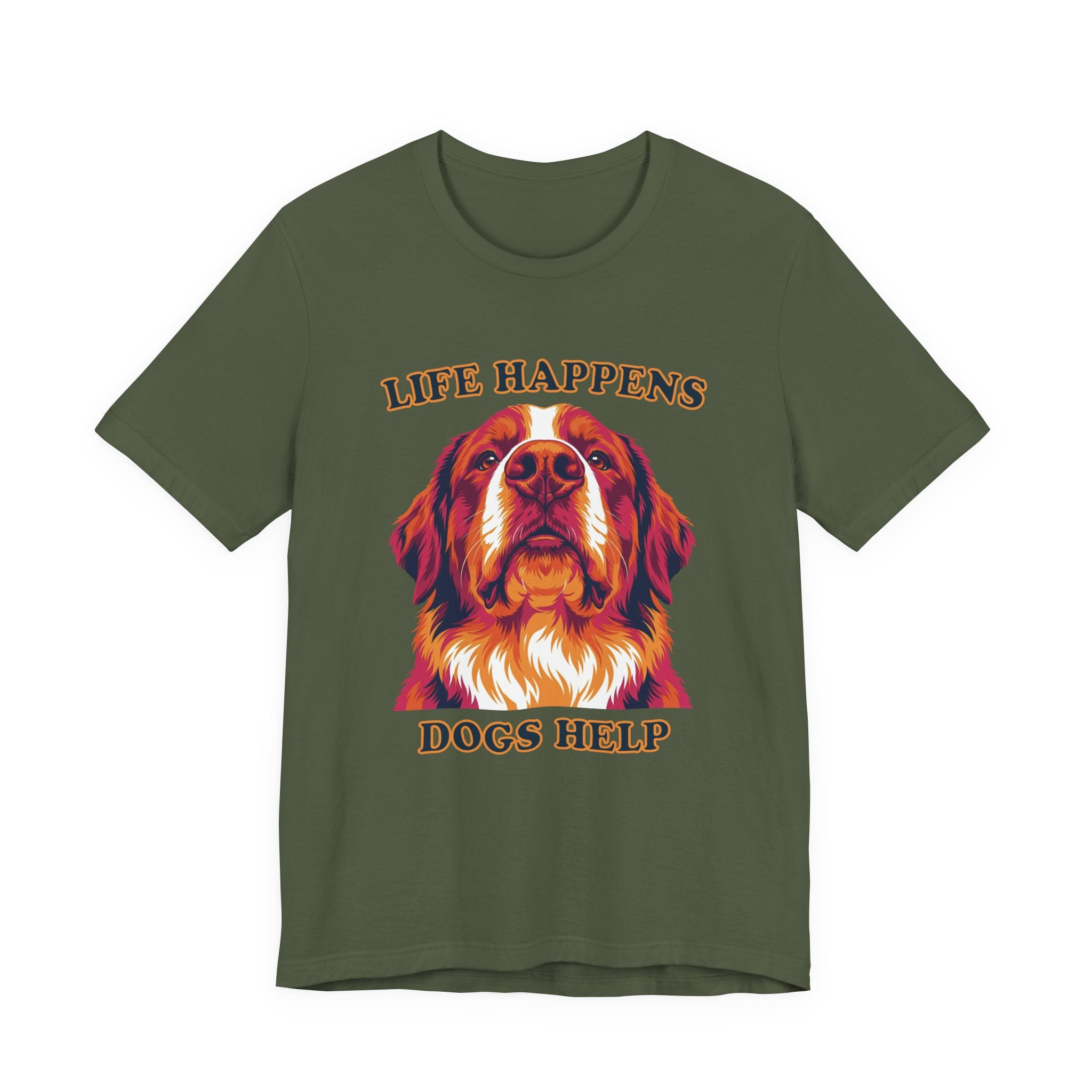 "Life Happens Dogs Help" - Bernese Mountain Dog Tee