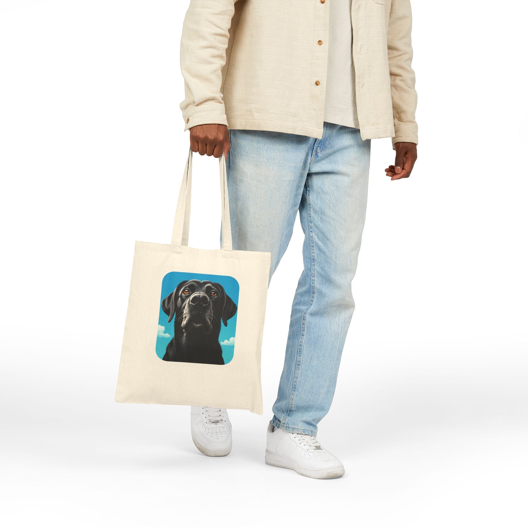 Black Dog Canvas Tote Bag - Eco-Friendly Pet Lover's Gift