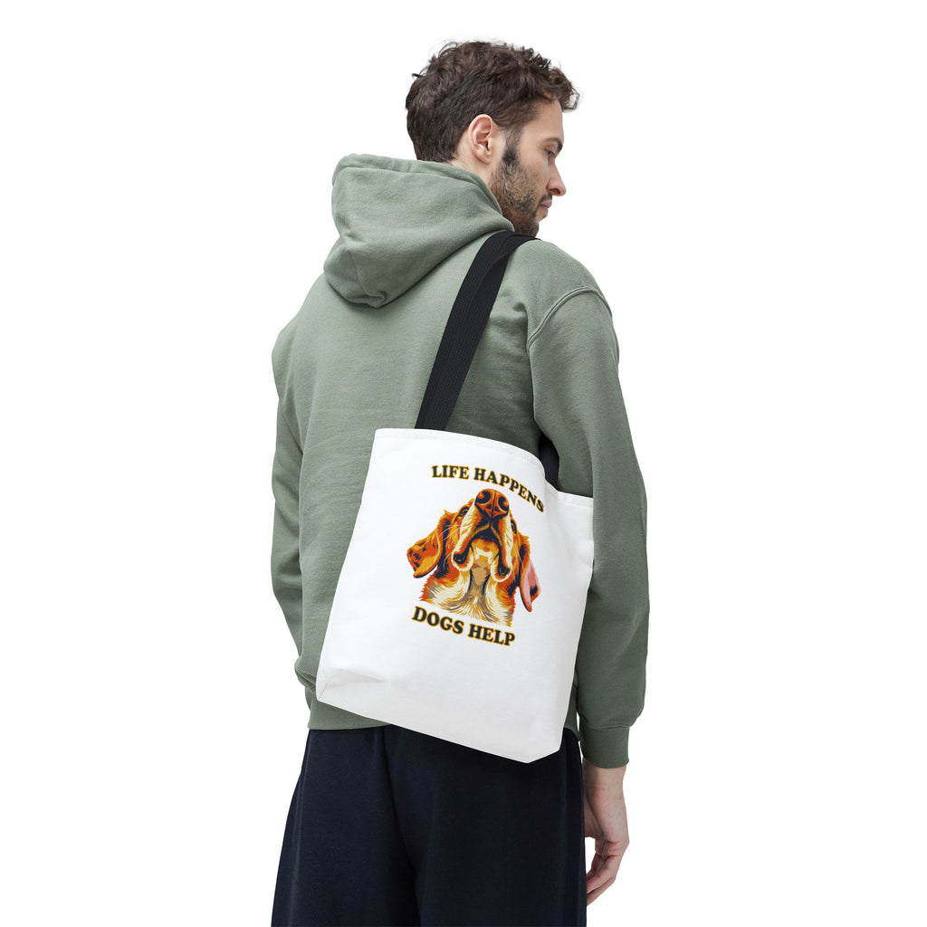 Dog Lover Tote Bag — "Life Happens, Dogs Help" Canvas Tote