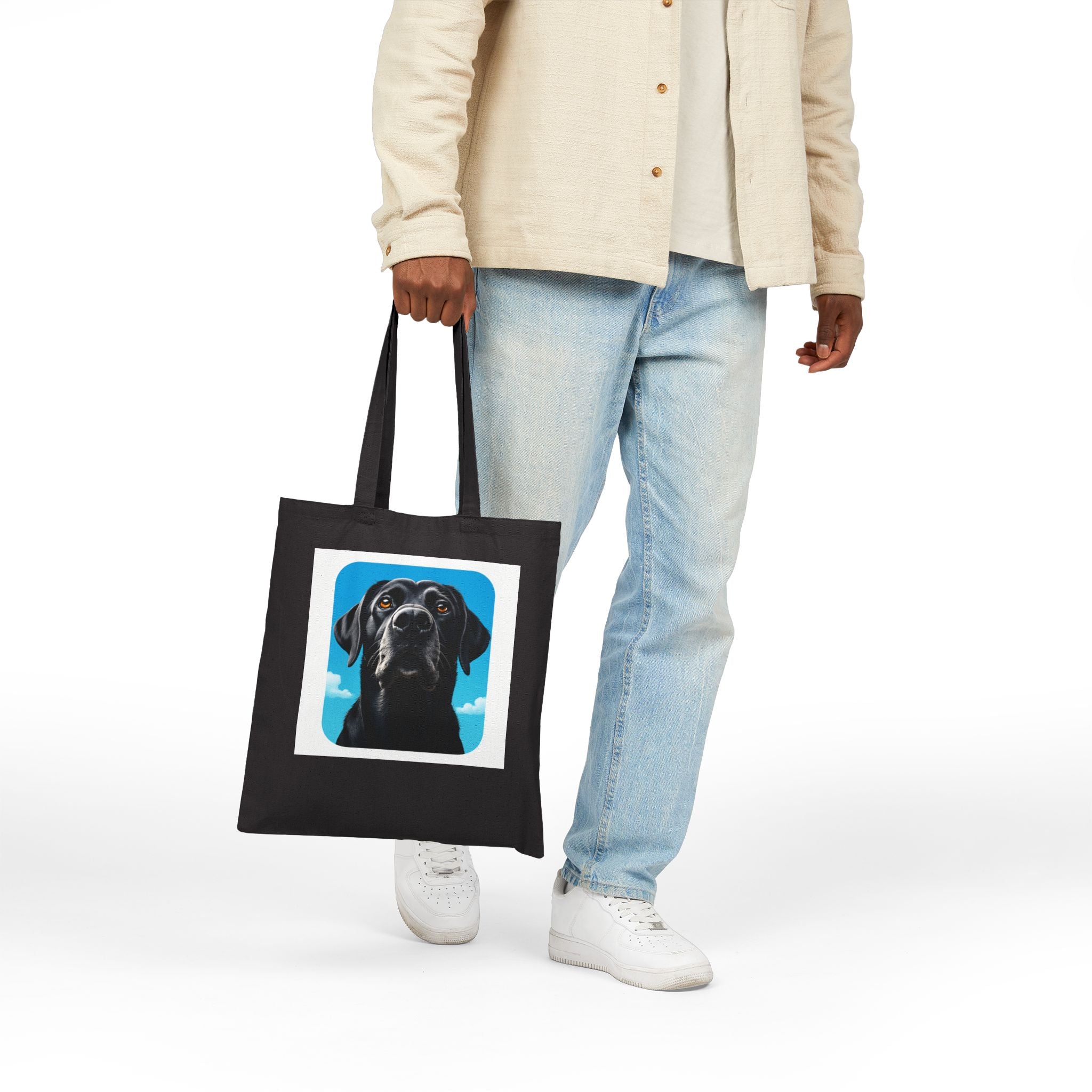 Black Dog Canvas Tote Bag - Eco-Friendly Pet Lover's Gift
