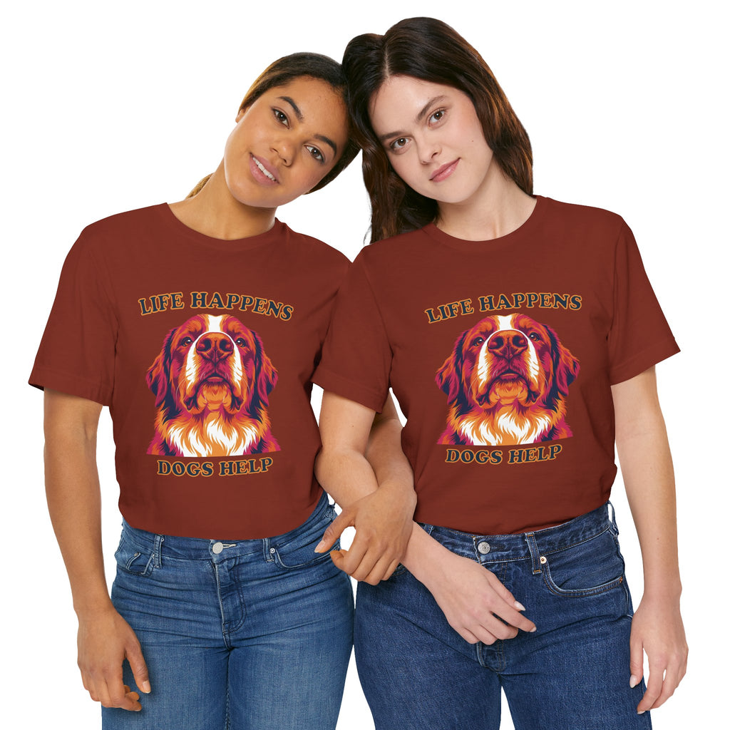 Bernese Mountain Dog Lovers T-Shirt - "Life Happens Dogs Help"