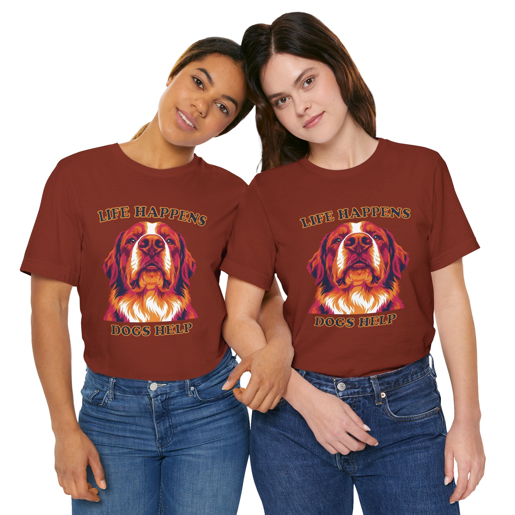 Bernese Mountain Dog Lovers T-Shirt - "Life Happens Dogs Help"