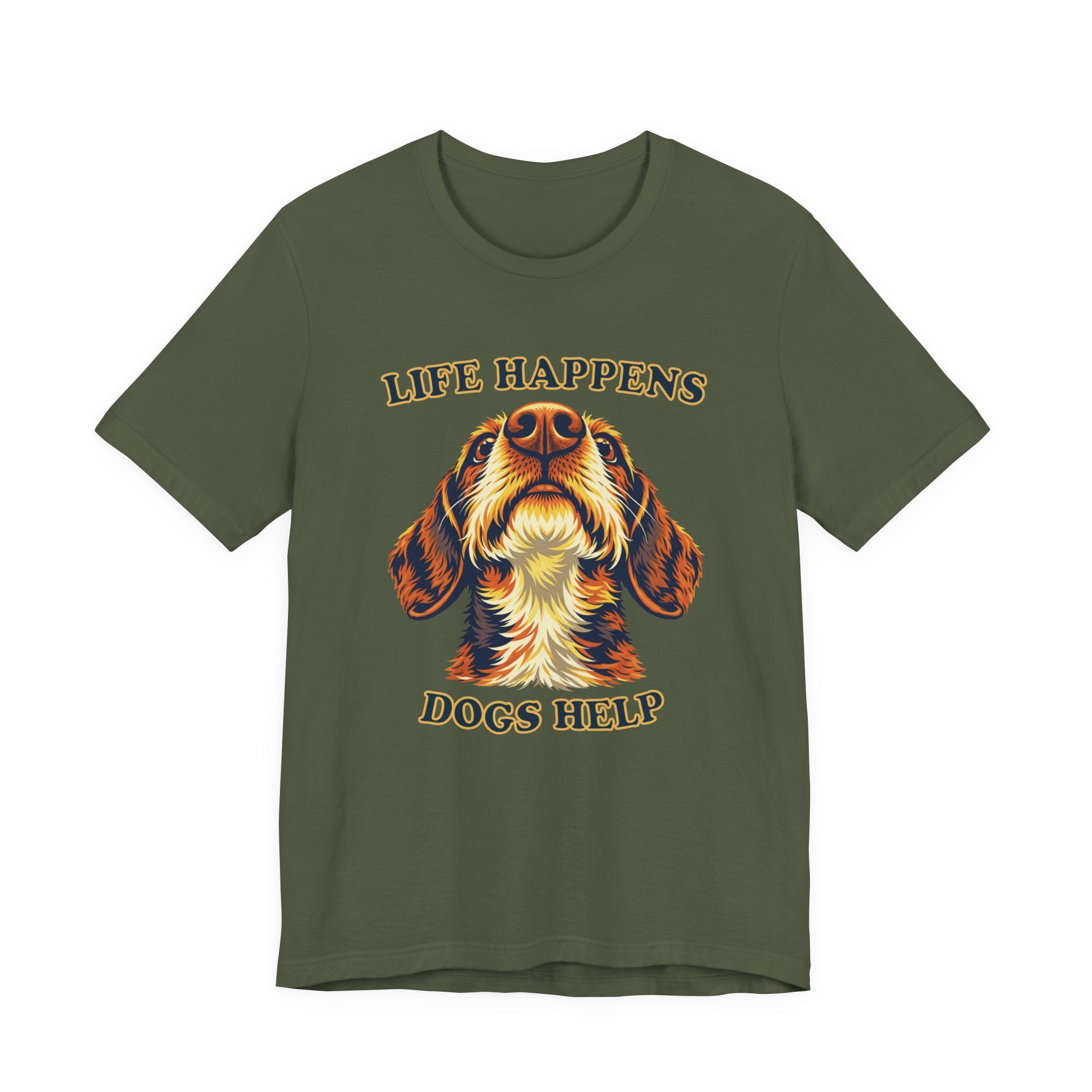 "Life Happens Dogs Help" - Wirehaired Dachshund Tee