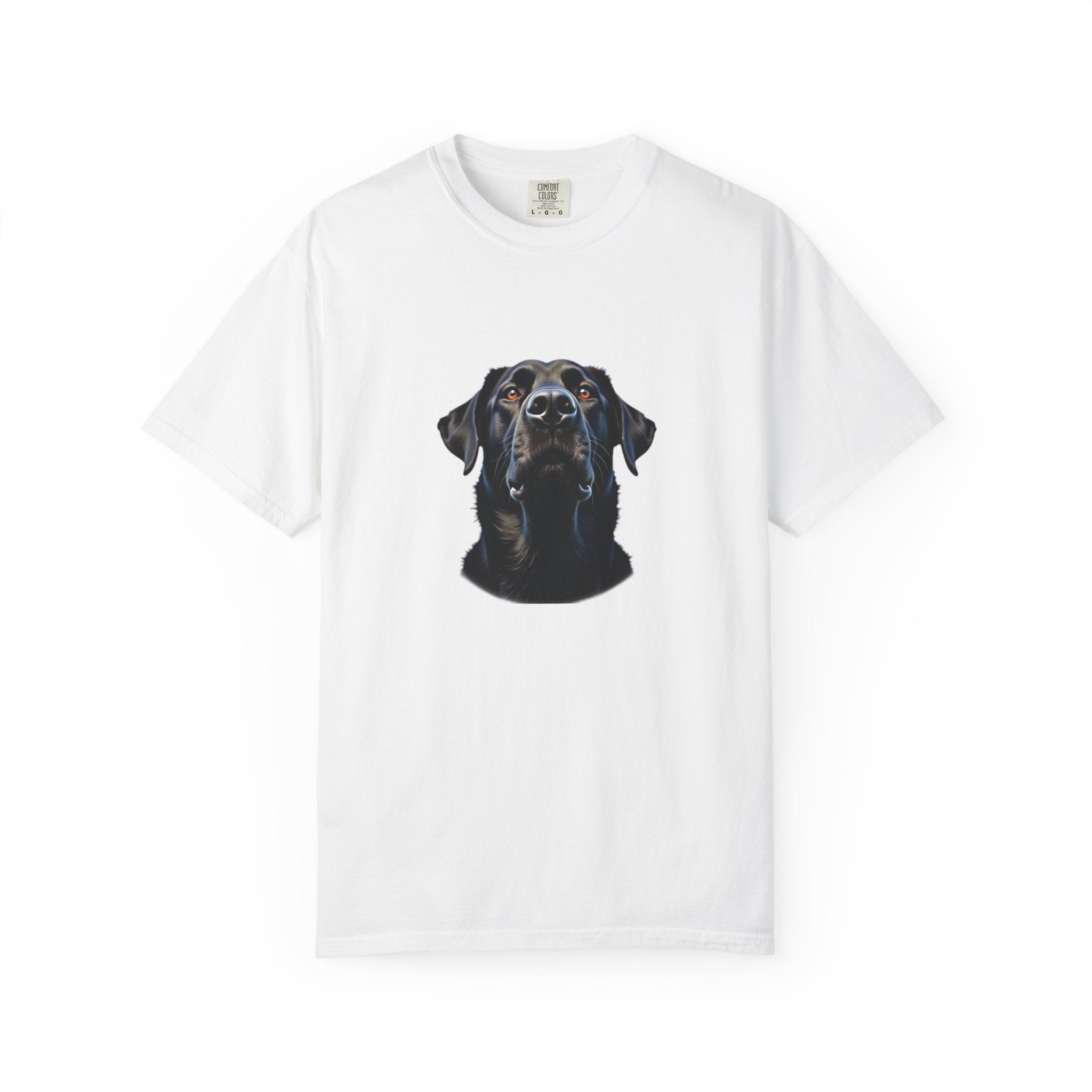 Black Labrador Portrait T-Shirt — Realistic Dog Face Tee for Pet Lovers