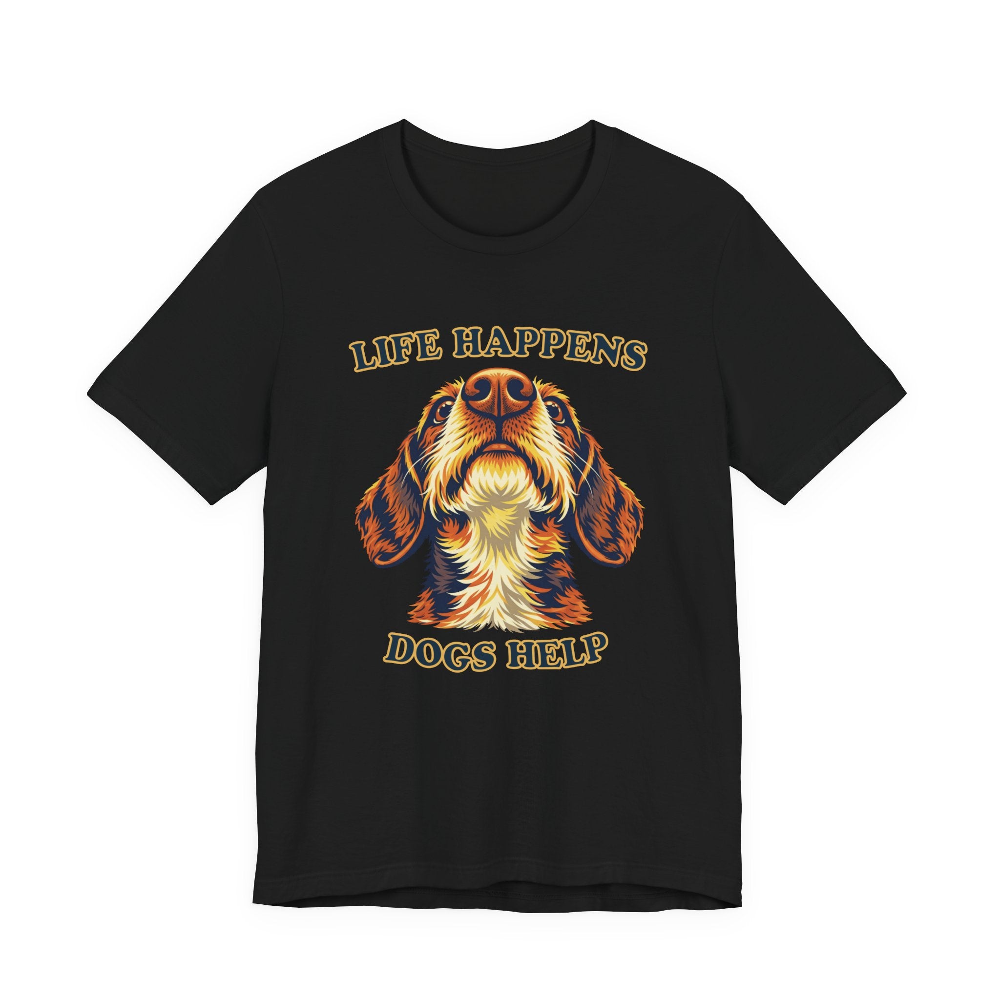"Life Happens Dogs Help" - Wirehaired Dachshund Tee