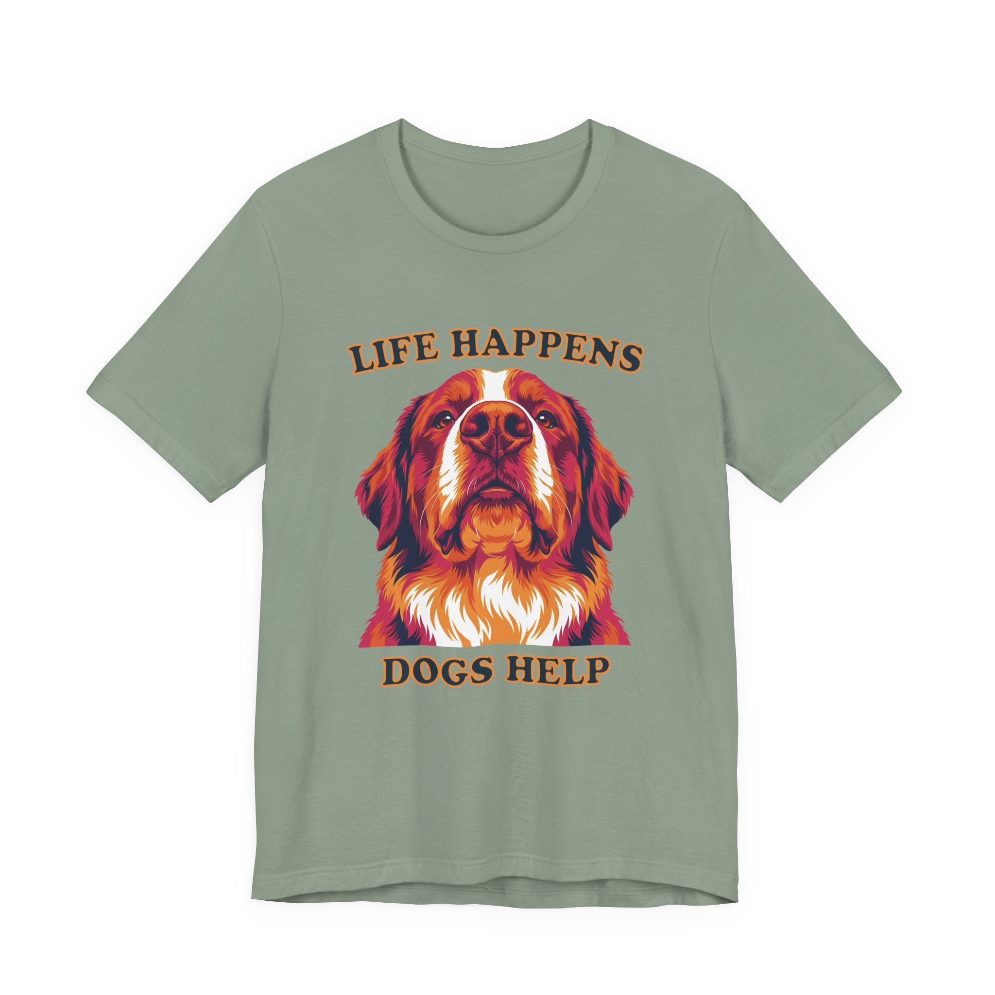 "Life Happens Dogs Help" - Bernese Mountain Dog Tee
