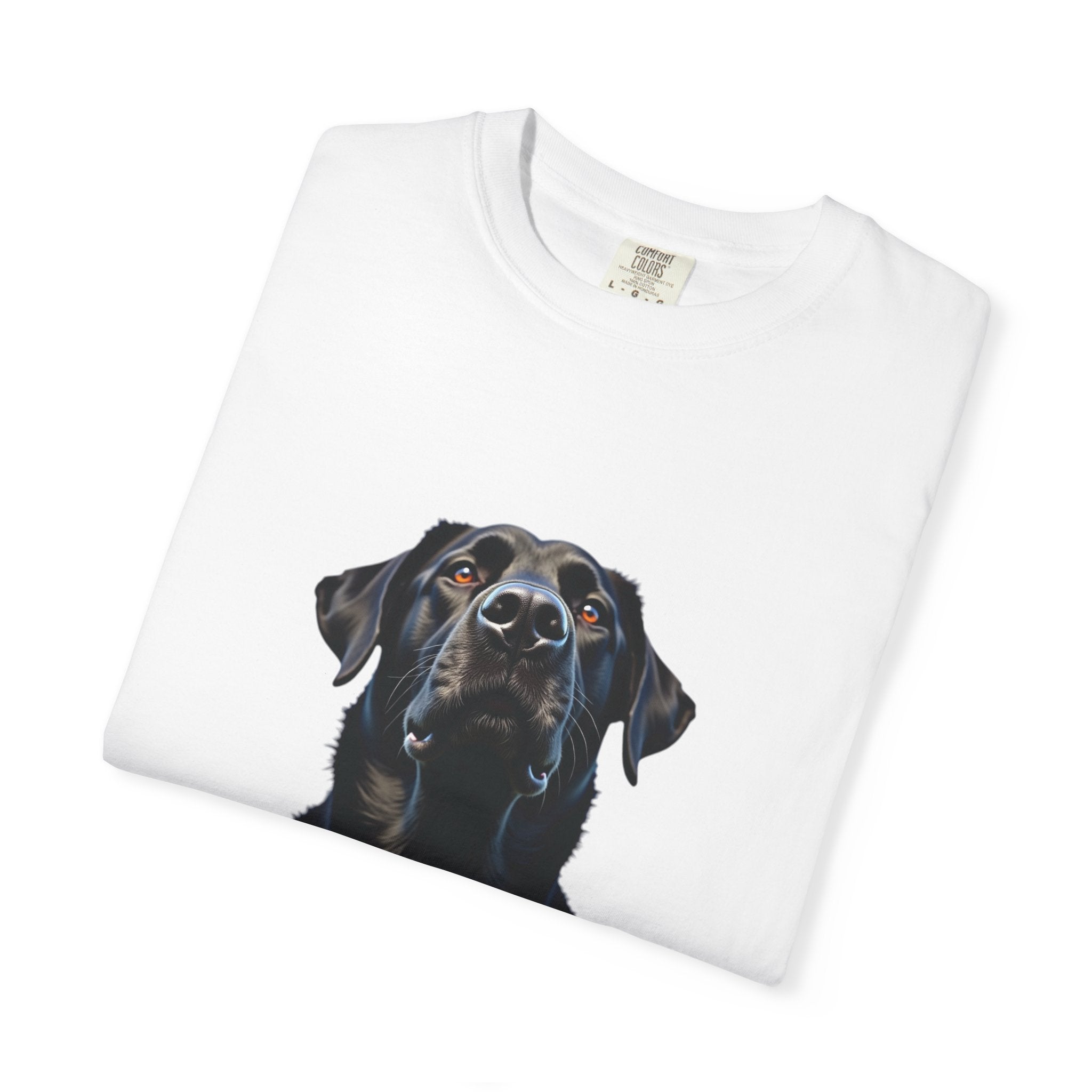 Black Labrador Portrait T-Shirt — Realistic Dog Face Tee for Pet Lovers