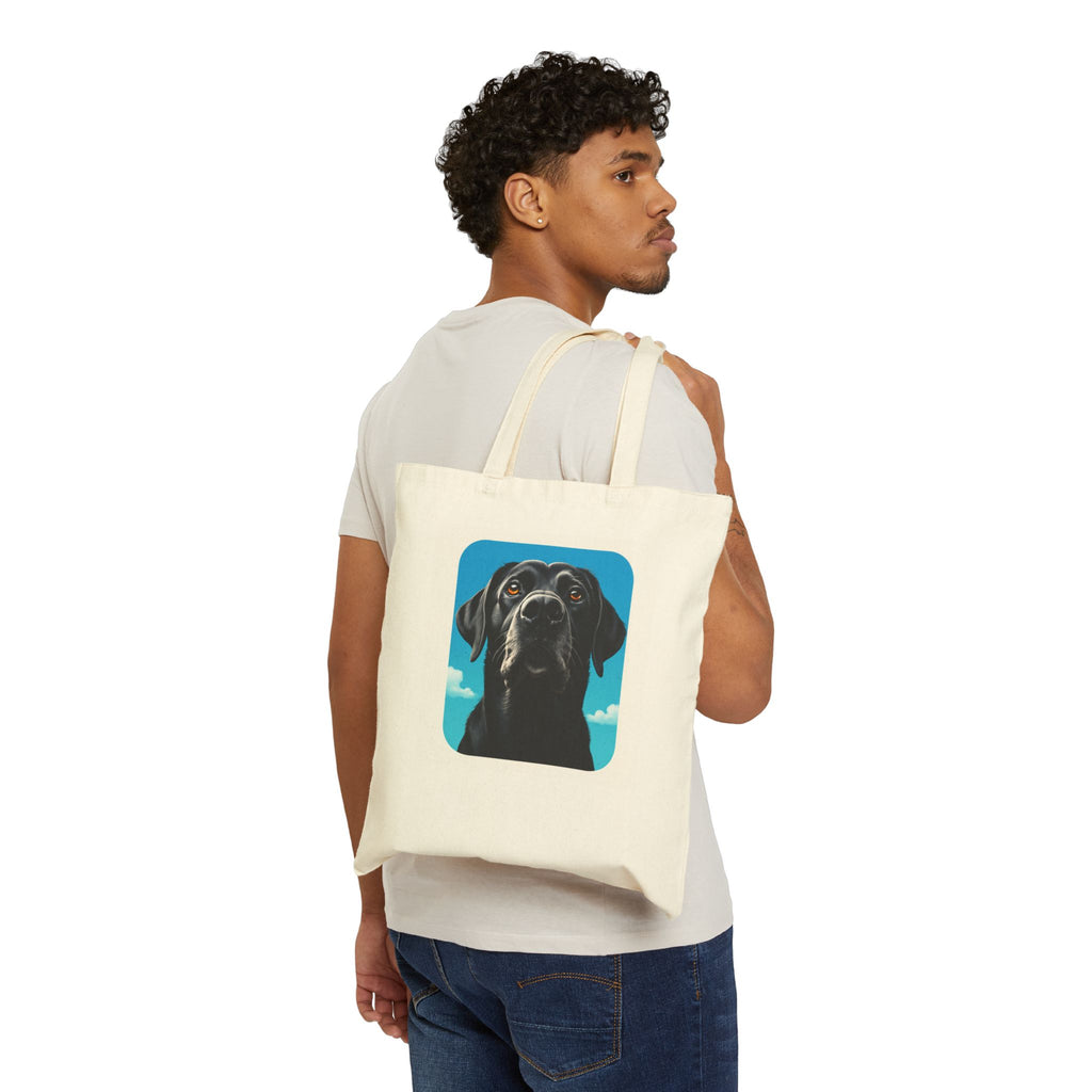 Black Dog Canvas Tote Bag - Eco-Friendly Pet Lover's Gift