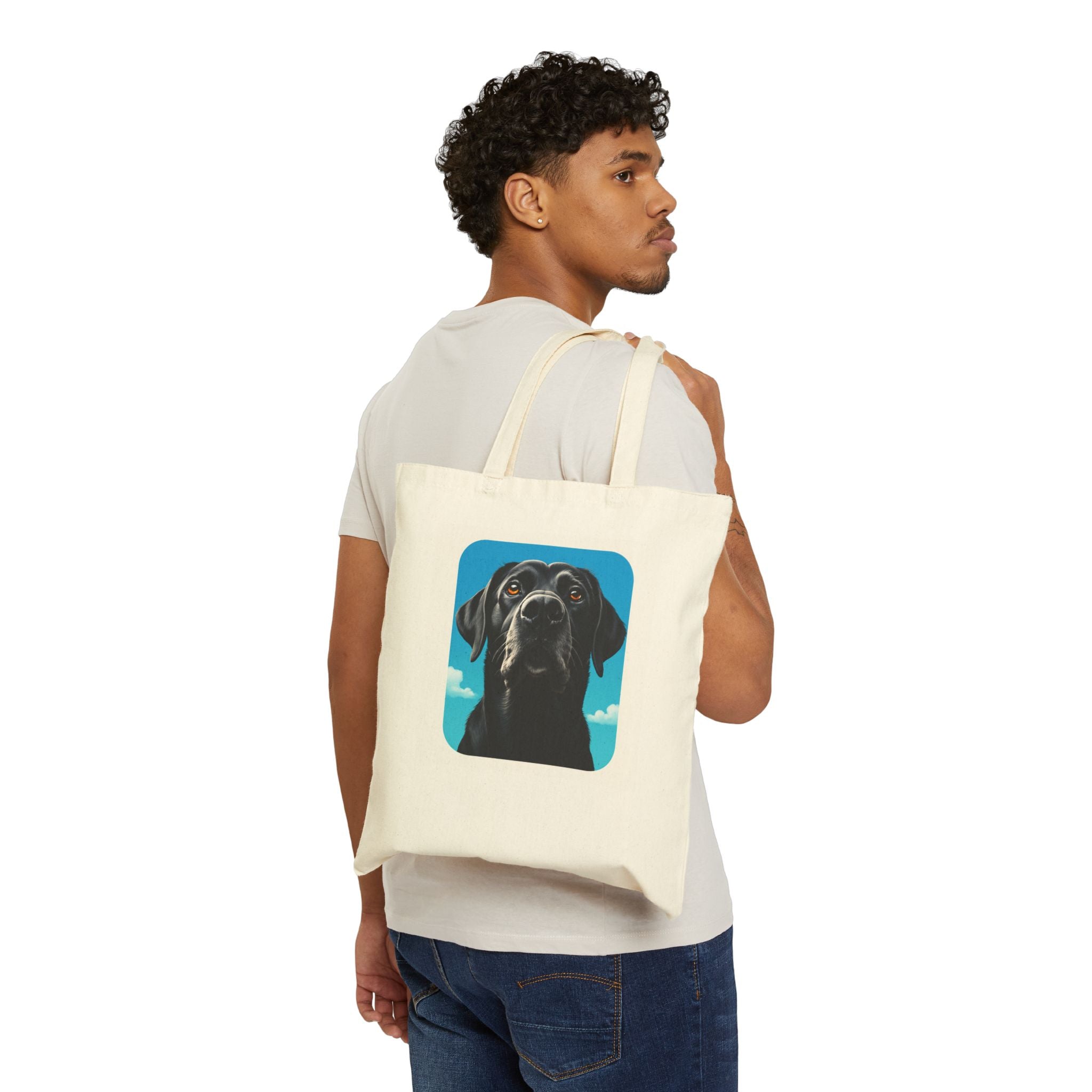 Black Dog Canvas Tote Bag - Eco-Friendly Pet Lover's Gift