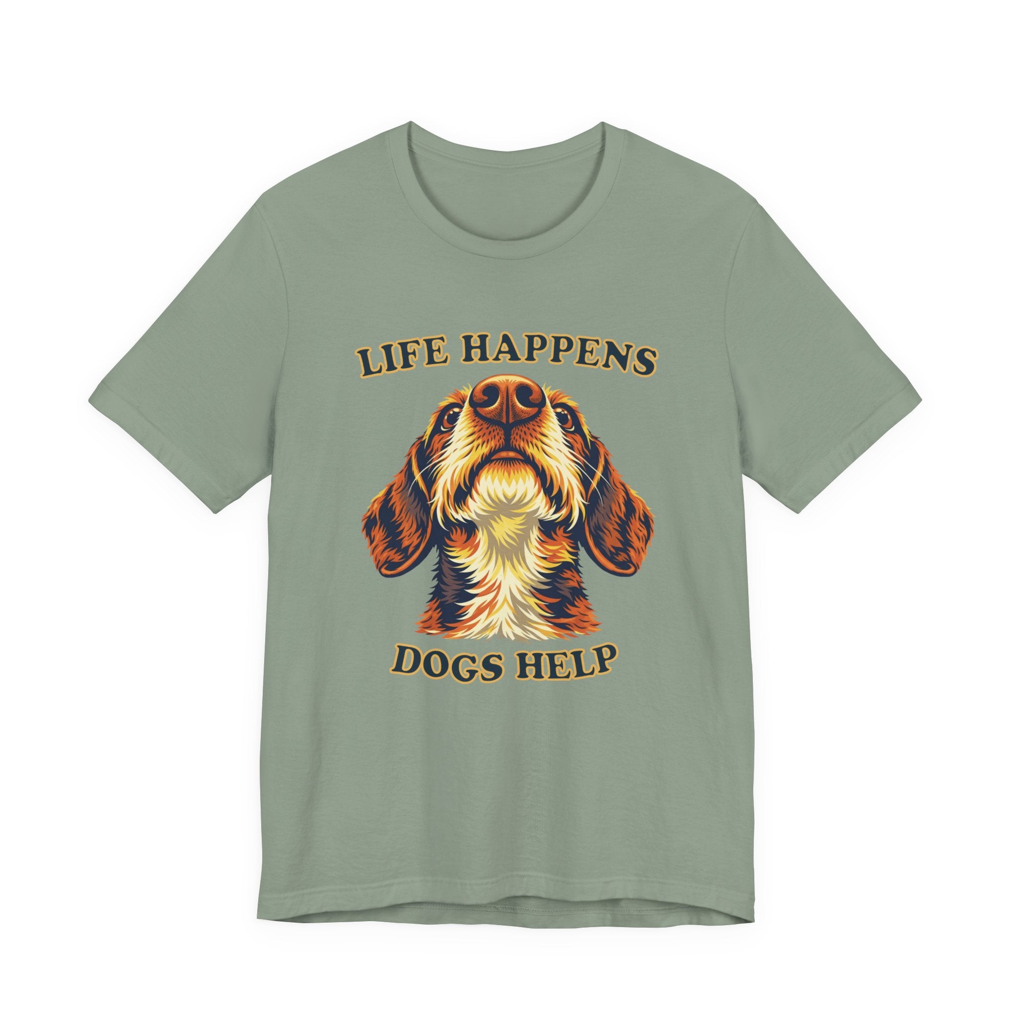 "Life Happens Dogs Help" - Wirehaired Dachshund Tee