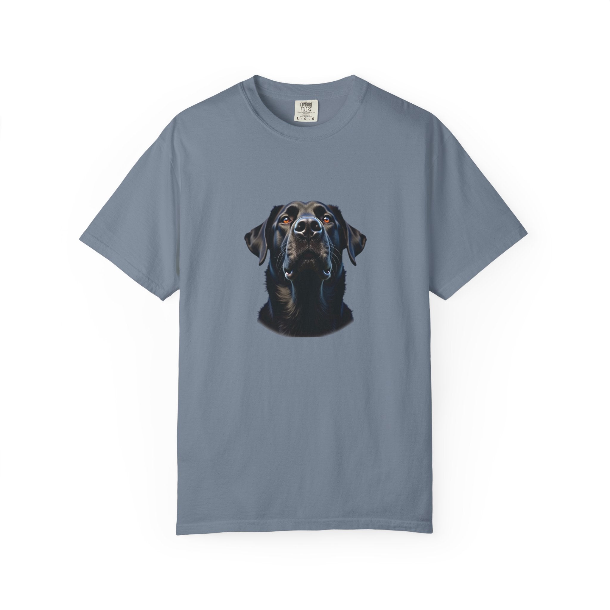 Black Labrador Portrait T-Shirt — Realistic Dog Face Tee for Pet Lovers