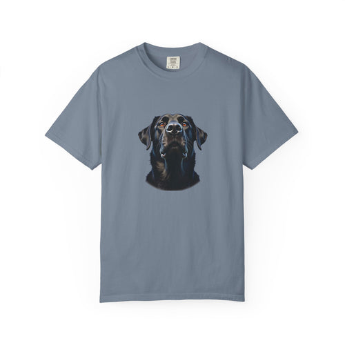 Black Labrador Portrait T-Shirt — Realistic Dog Face Tee for Pet Lovers