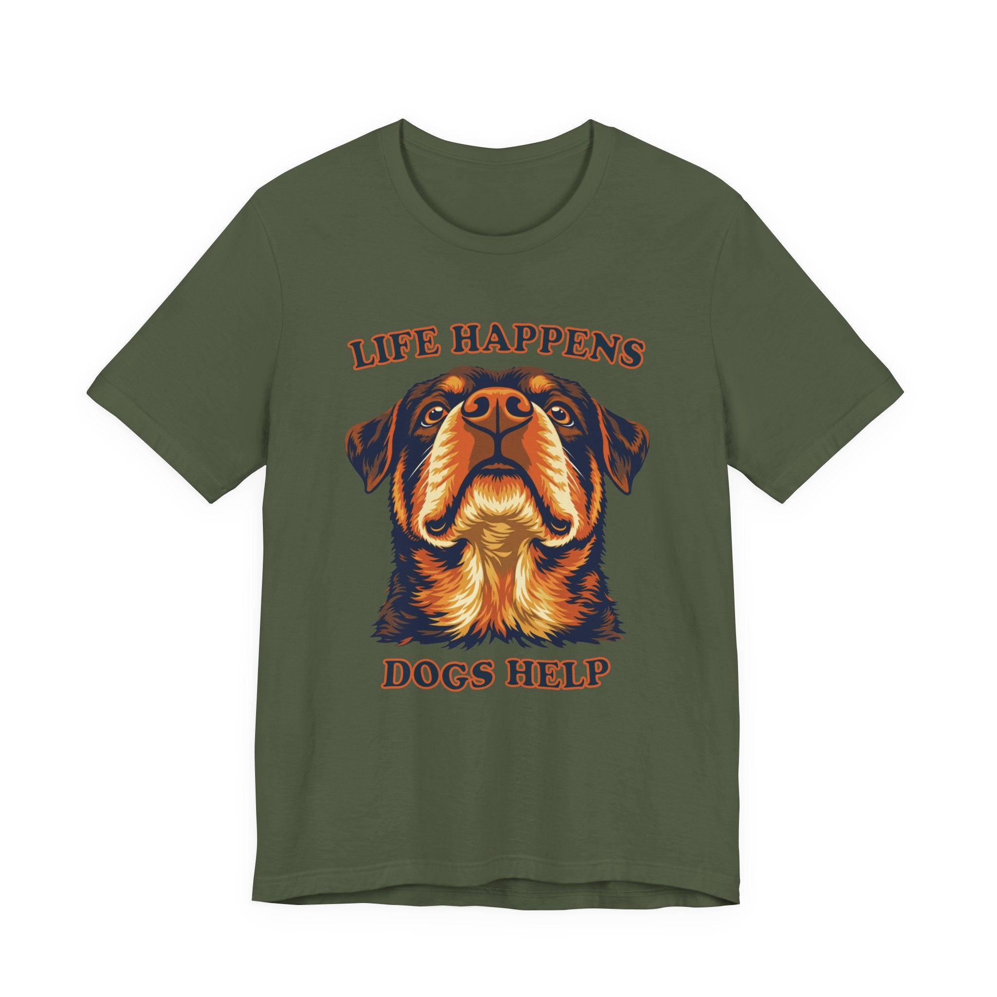 Rottweiler Lovers T-Shirt - "Life Happens Dogs Help"