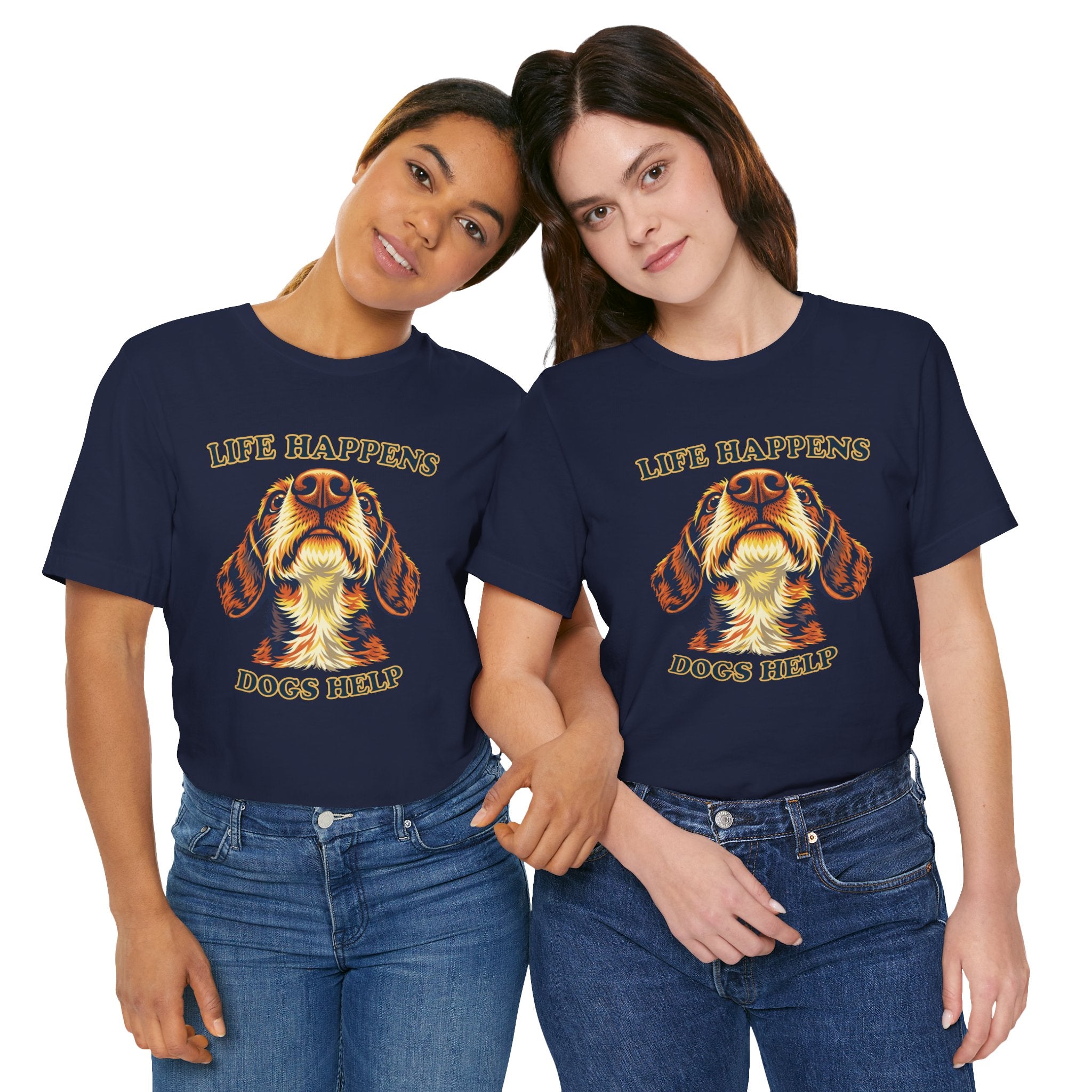 Wirehaired Dachshund Lovers T-Shirt - "Life Happens Dogs Help"