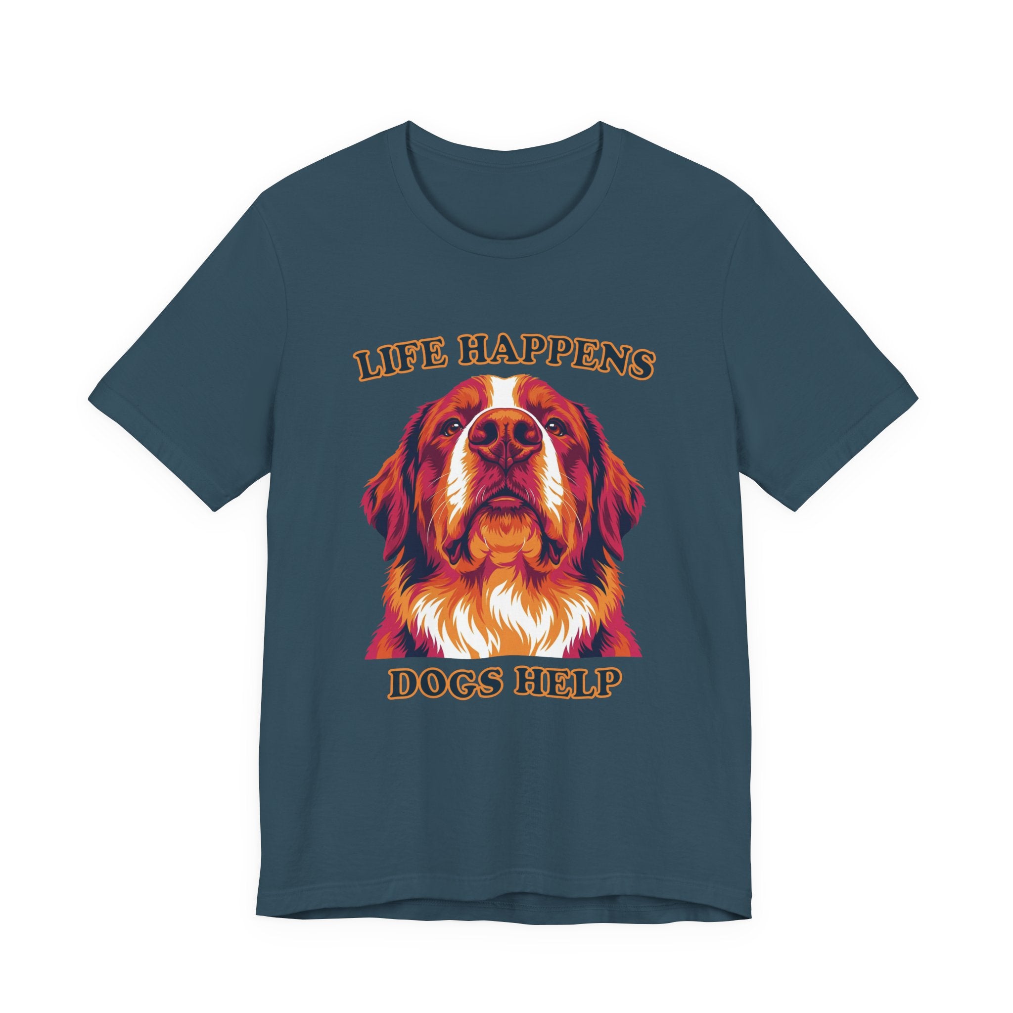 "Life Happens Dogs Help" - Bernese Mountain Dog Tee