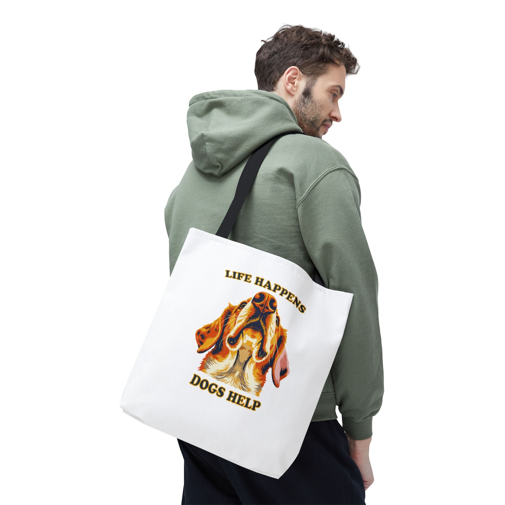 Dog Lover Tote Bag — "Life Happens, Dogs Help" Canvas Tote