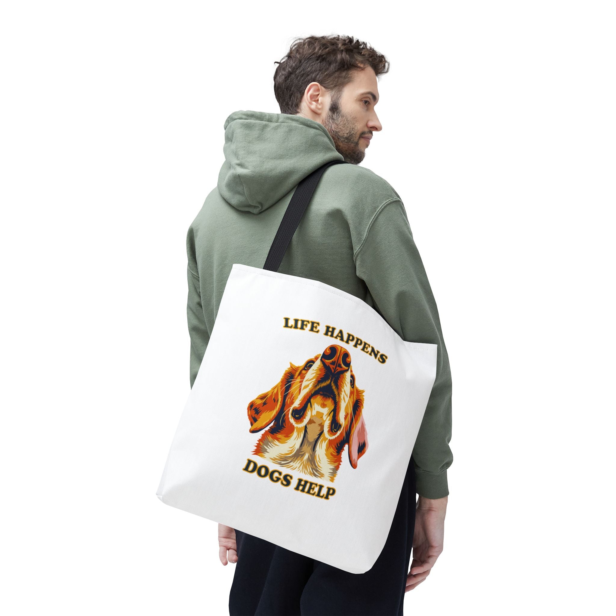Dog Lover Tote Bag — "Life Happens, Dogs Help" Canvas Tote