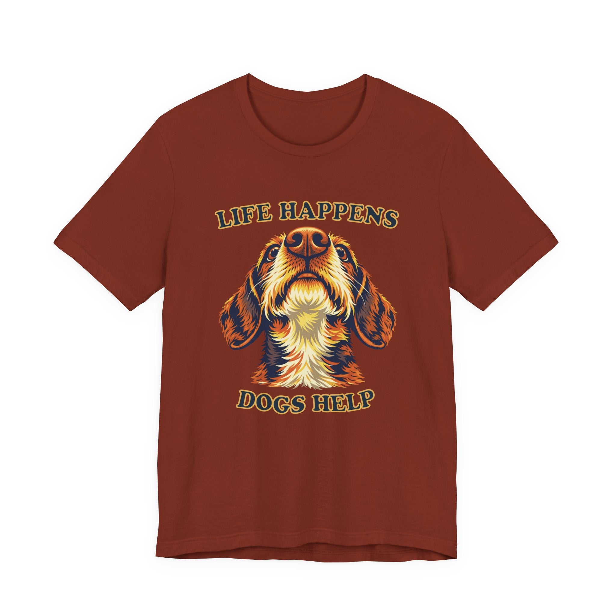 "Life Happens Dogs Help" - Wirehaired Dachshund Tee
