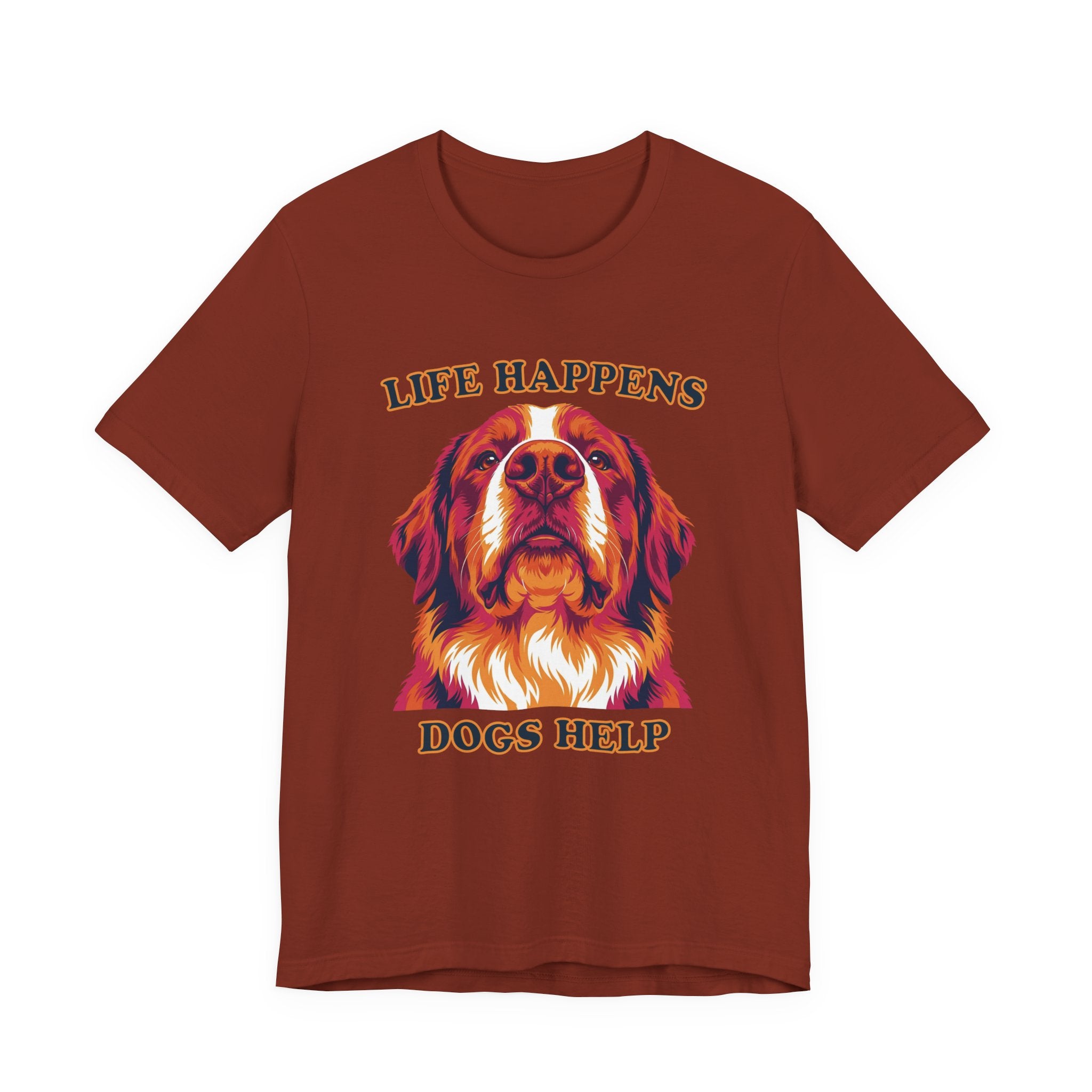 "Life Happens Dogs Help" - Bernese Mountain Dog Tee