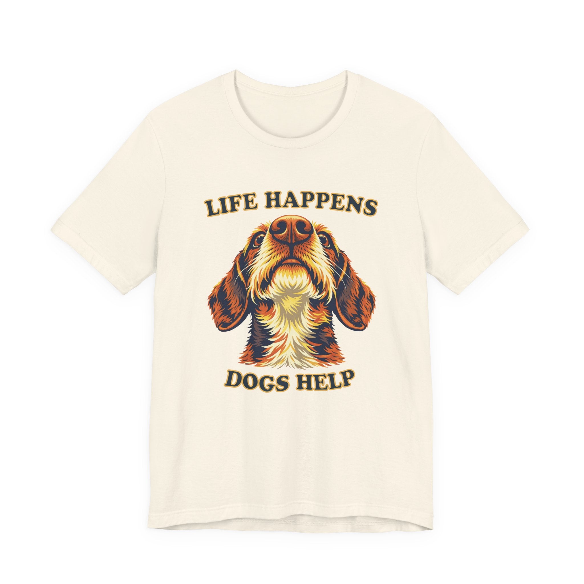 "Life Happens Dogs Help" - Wirehaired Dachshund Tee