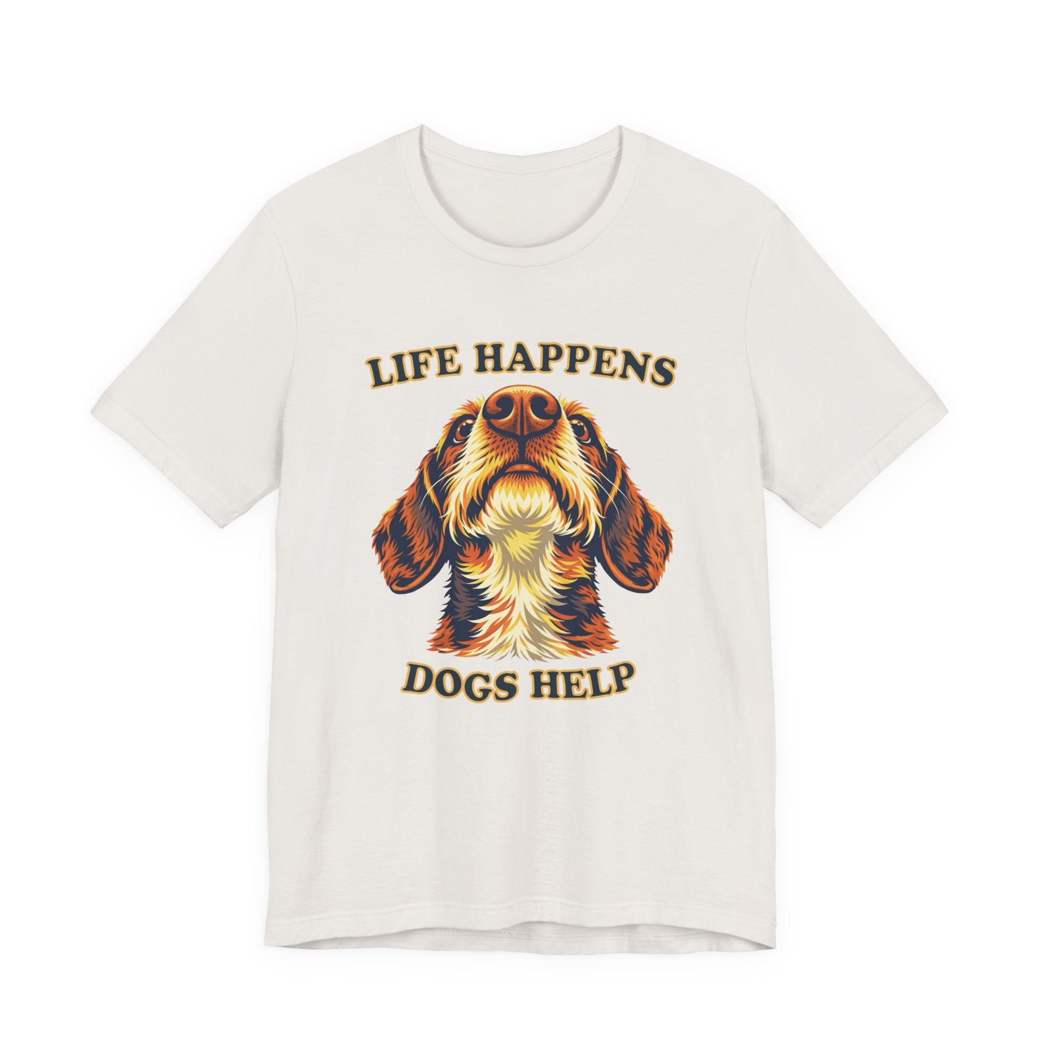 "Life Happens Dogs Help" - Wirehaired Dachshund Tee