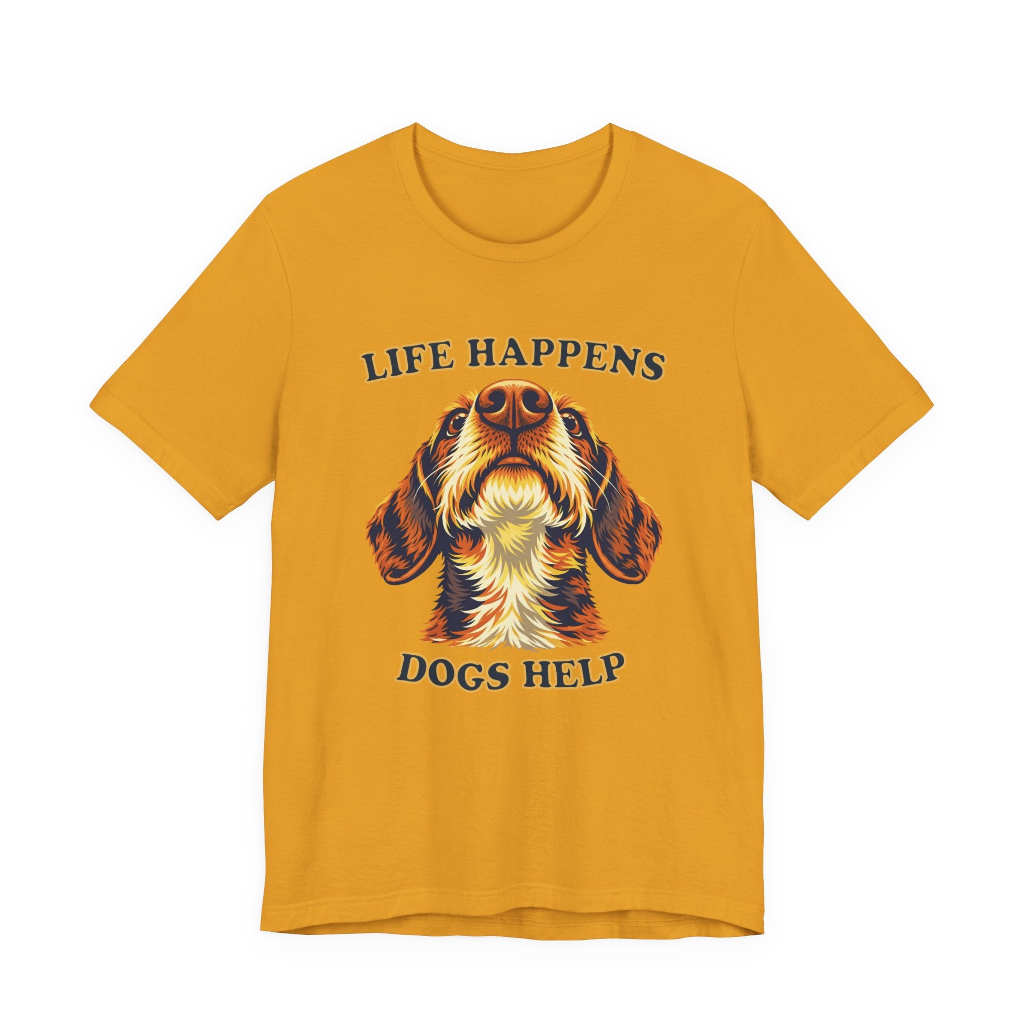 "Life Happens Dogs Help" - Wirehaired Dachshund Tee
