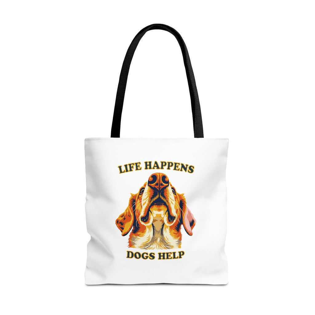 Dog Lover Tote Bag — "Life Happens, Dogs Help" Canvas Tote