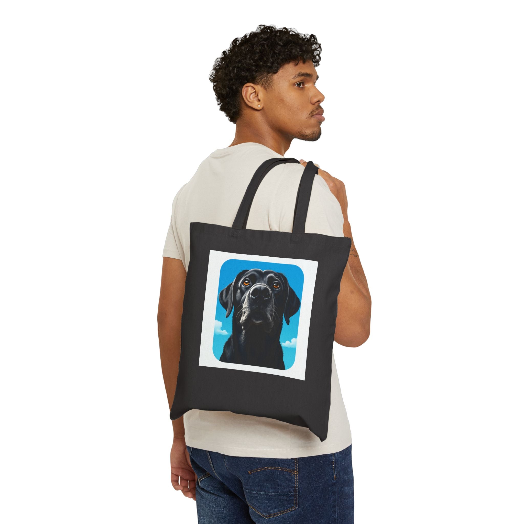 Black Dog Canvas Tote Bag - Eco-Friendly Pet Lover's Gift