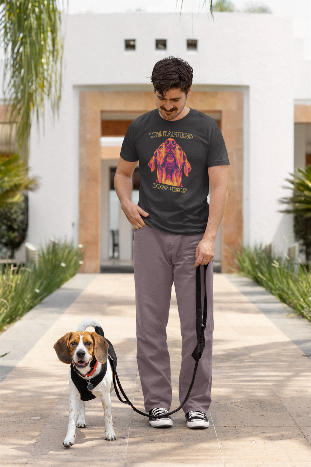Great Dane Lovers T-Shirt - "Life Happens Dogs Help"