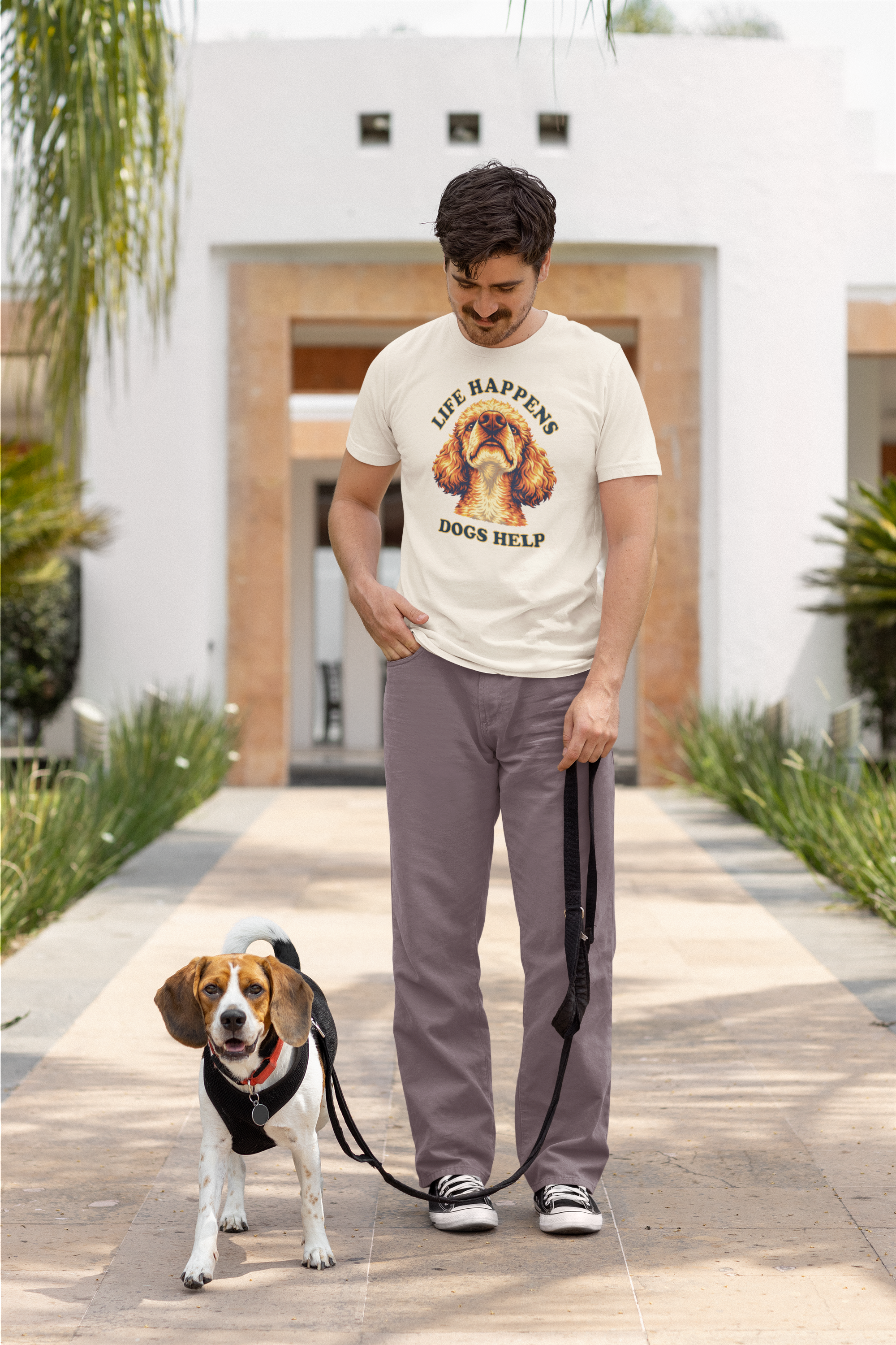 Poodle Lovers T-Shirt - "Life Happens Dogs Help"