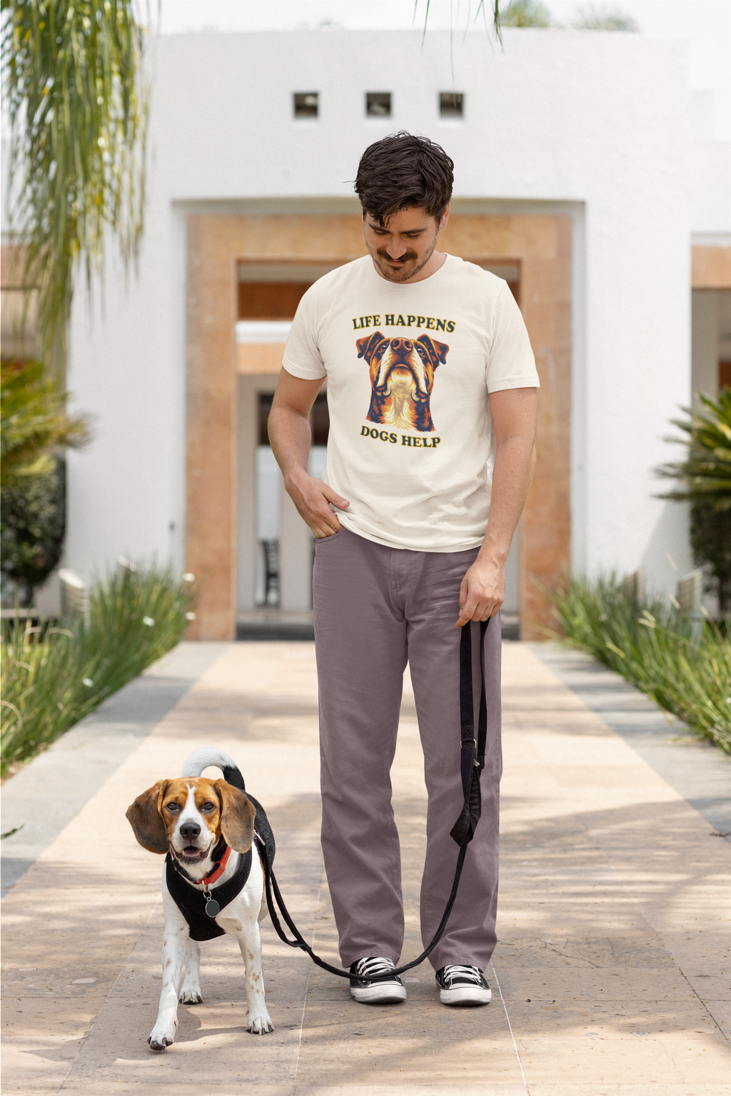 Boxer Lovers T-Shirt - "Life Happens Dogs Help"