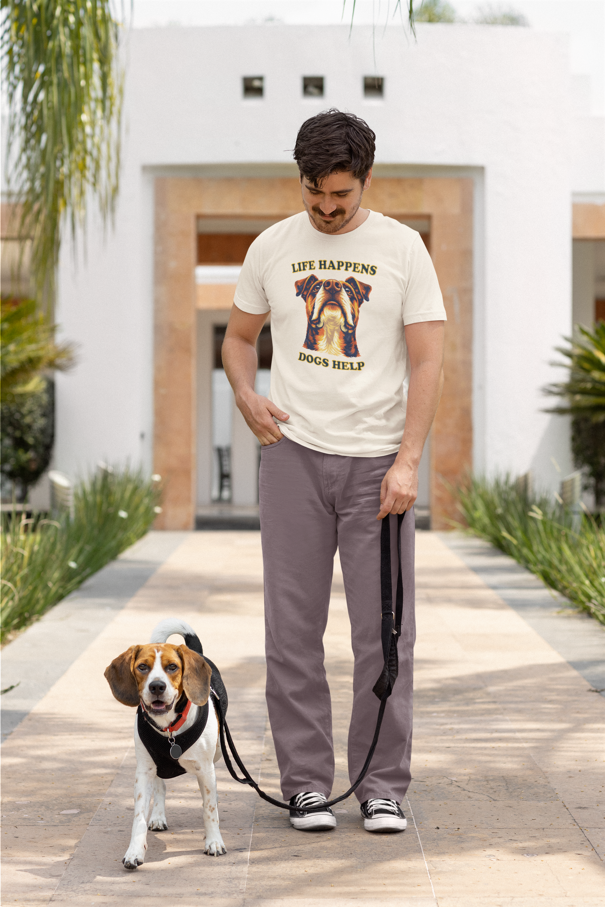 Boxer Lovers T-Shirt - "Life Happens Dogs Help"