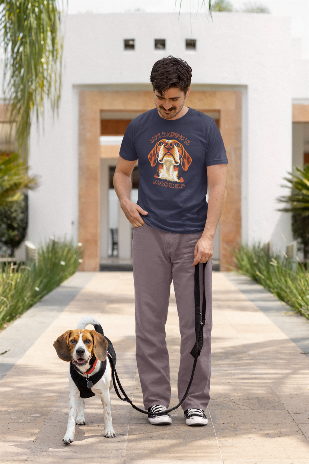 Beagle Lovers T-Shirt - "Life Happens Dogs Help"