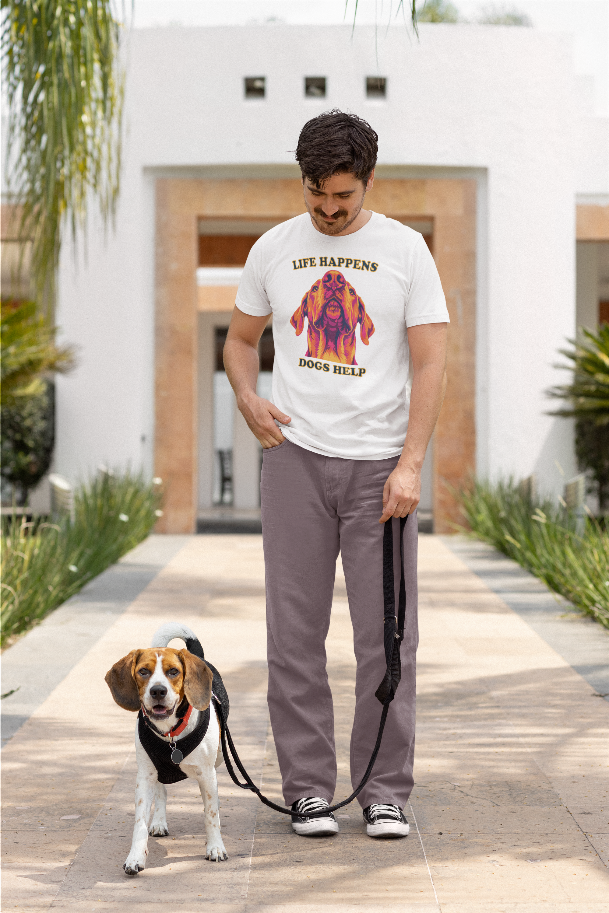 Great Dane Lovers T-Shirt - "Life Happens Dogs Help"